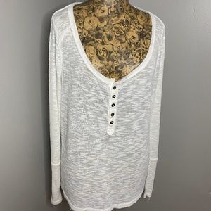 Free People Long Henley Tunic -White - Size Small